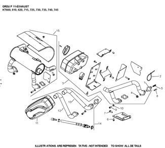 Kt740-3100 Exhaust Diagram and Parts List for KT740-3100  Cub Cadet Lawn Tractor